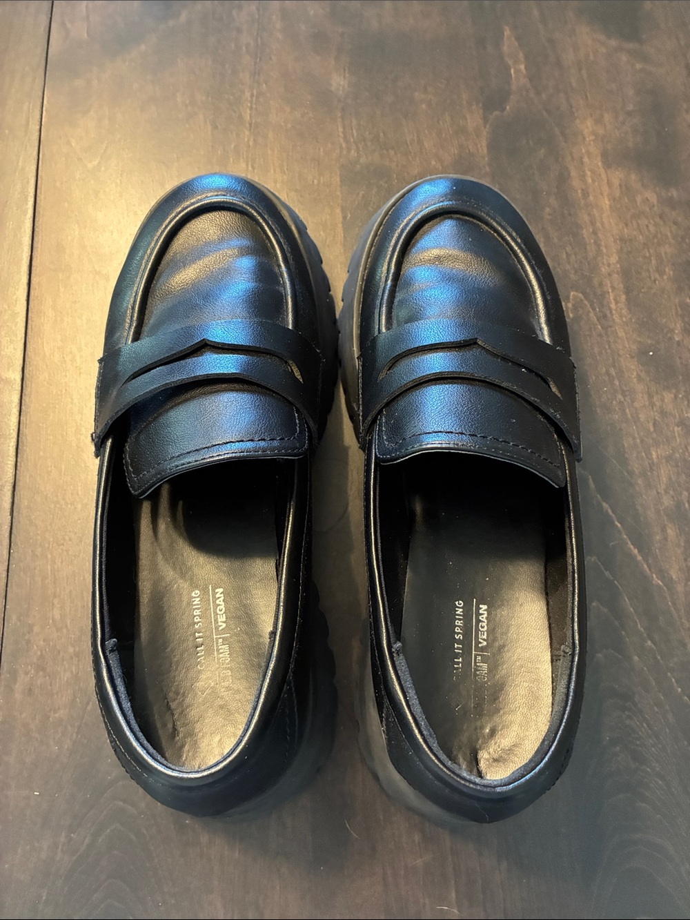Black Vegan Penny Loafers for Women